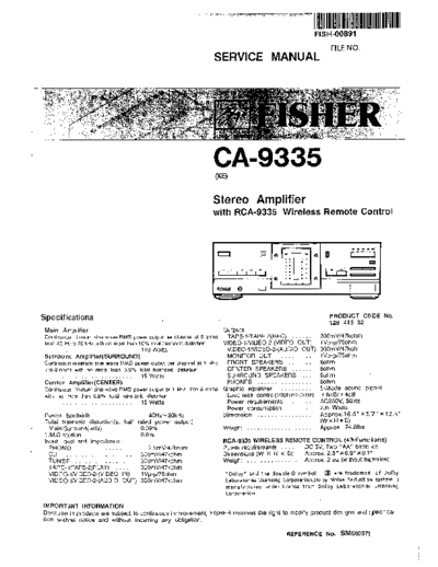 fisher ca9335 service manual