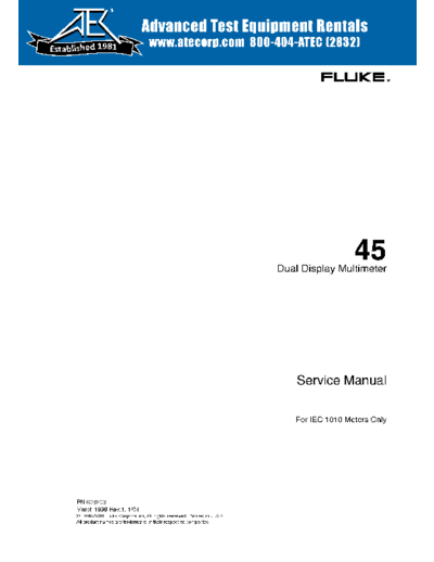 Fluke 45 Fluke 45 Service Manual