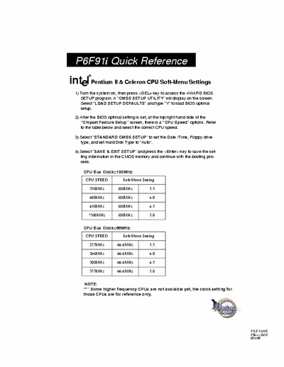 Freetech P6F91i Freetech  P6F91i  "Scorpioni" (Pentium 2) SLOT1 motherboard Manual PDF file