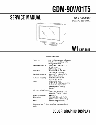 SONY GDM-90W01T5 K49B service manual or monitor schematic