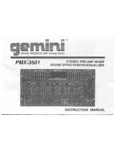 Gemini PMX-3501 Gemini PMX-3501 Mixer Manual and Schematics