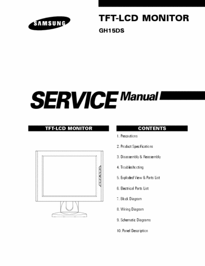 Samsung GH15DS TFT-LCD MONITOR
GH15DS Service Manual