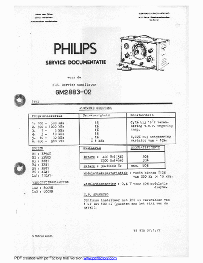 Philips GM2883-02 H.F. service oscillator / NL