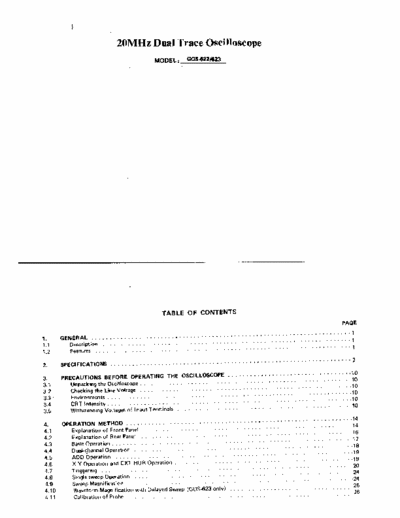 GoodWill GOS 622/623 Operation Manual for GOS 622/623 Osilloscope