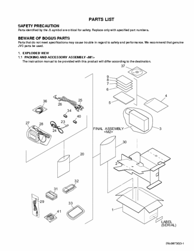 JVC GR-D22 Parts catalog for GR-D20...40 series