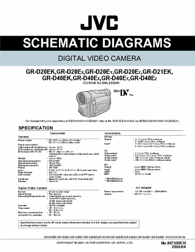 JVC GR-D22 Schematics for GR-D20...40 series