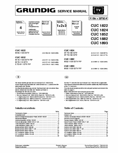 GRUNDIG CUC1822,1824,1852,1882,1893 S.M.