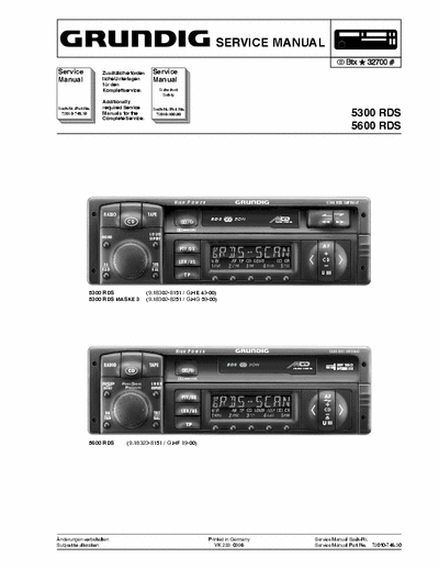 GRUNDIG 5300RDS, 5600RDS Service Manual