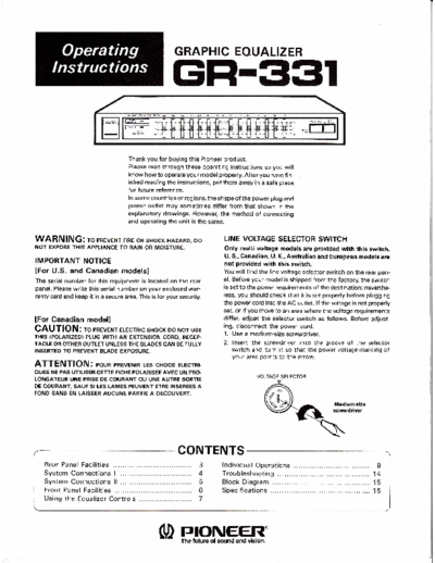 Pioneer GR-331 GR-331 Instruction Manual in 3 parts