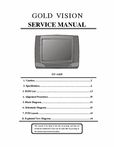 goldvision gv 1418 service manuel