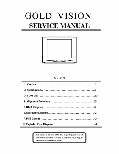 goldvision gv 1475 service manuel exellent