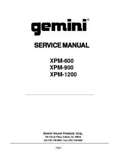 Gemini XPM600, 900 & 1200 power amplifier