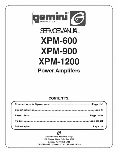 Gemini XPM600-900-1200 power amplifier