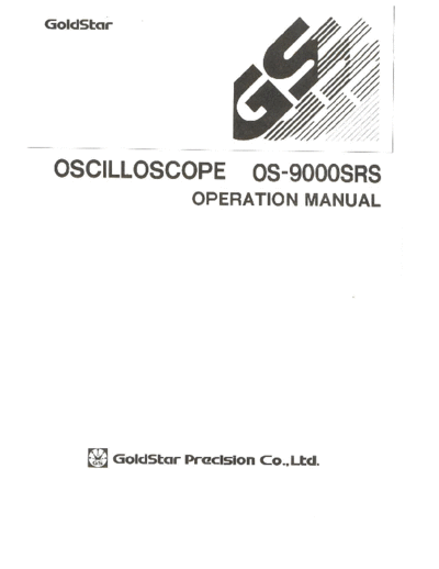 GoldStar Precision Co.,Ltd. OS-9000 series English Operation Manual for OS-9020A, OS-902RB, OS-9040D, and OS-904RD