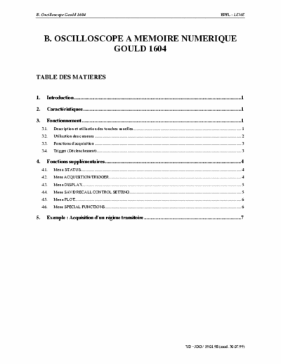 gould 1604 french manual of oscilloscope Gould 1604