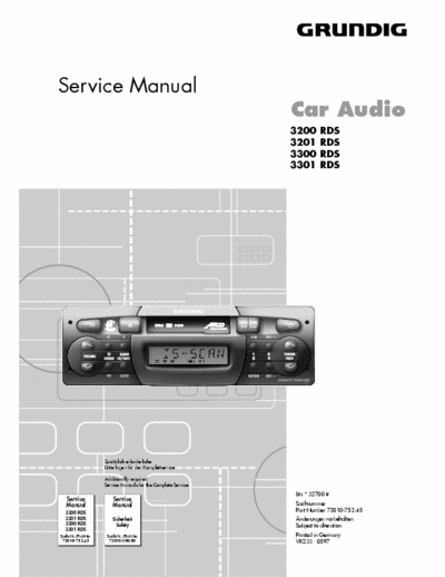 Grundig 3200, 3201, 3300, 3301 car receiver