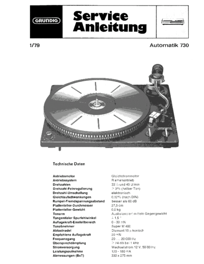 Grundig Automatik 730 service manual