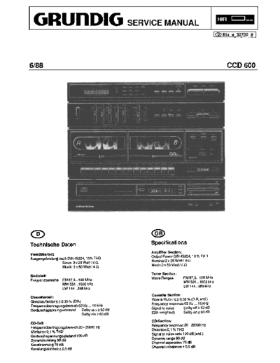 Grundig CCD 600 service manual