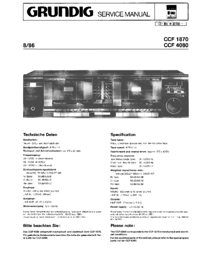 Grundig CCF 1870 4080 service manual