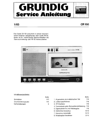Grundig CR 150 service manual