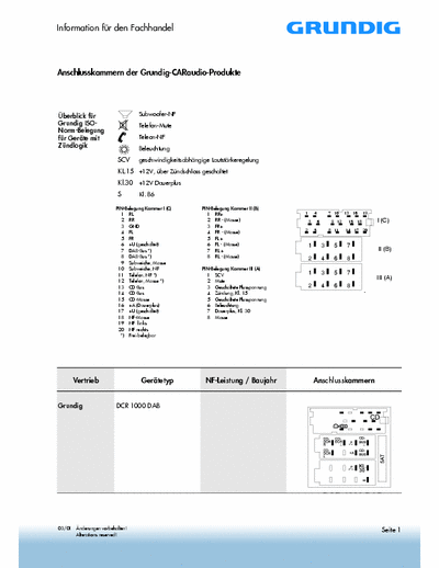 Grundig CarAudio Pinouts Grundig CarAudio Pinouts Grundig CarAudio Pinouts