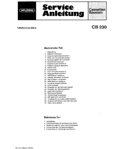 Grundig Cassetten Baustein CB 230 service manual