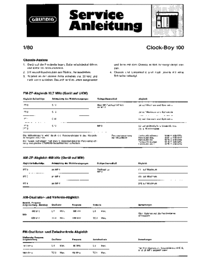 Grundig Clock Boy 100 service manual