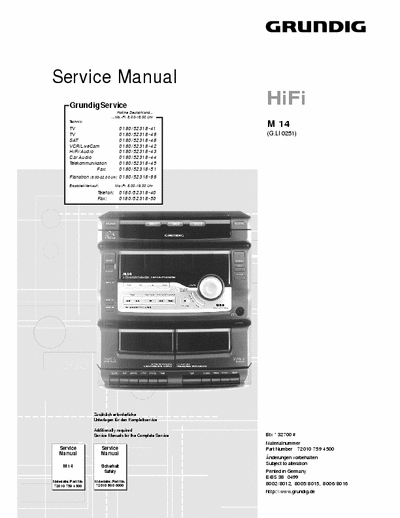Grundig HiFi M14 Original Service manual