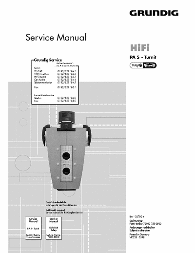 Grundig PA 5 - Turnit Original Service manual