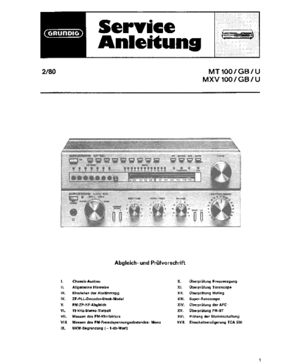 Grundig MT 100 MXV 100 service manual