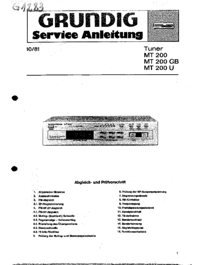 Grundig MT 200 service manual
