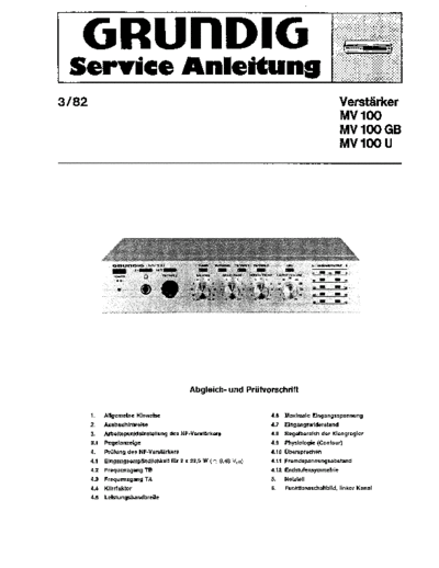 Grundig MV 100 service manual