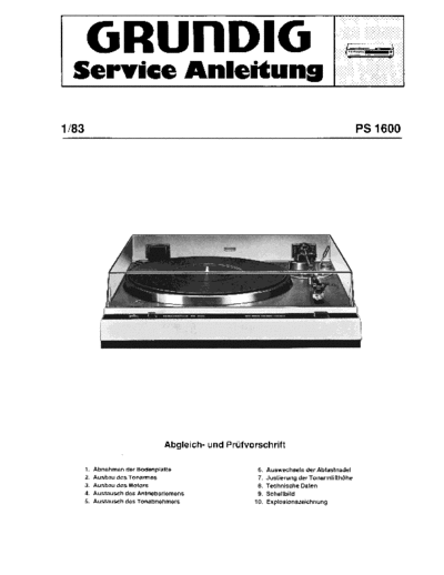 Grundig PS 1600 service manual