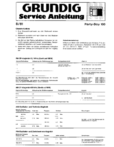 Grundig Party-Boy 100 service manual