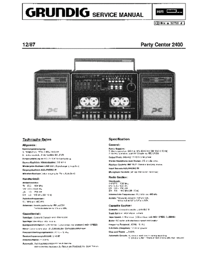 Grundig Party Center 2300 service manual