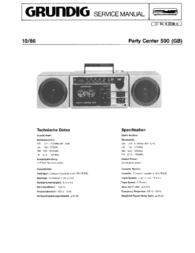 Grundig Party Center 500 service manual