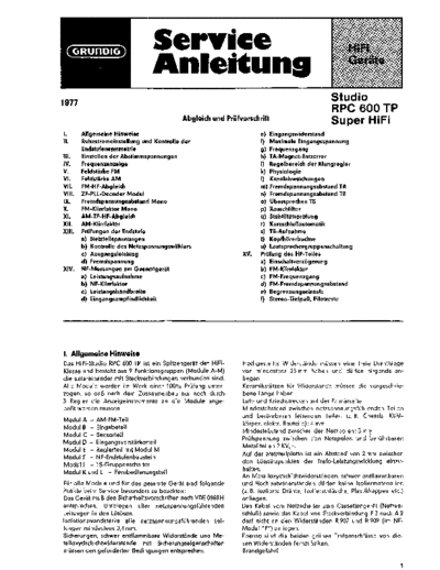 Grundig RPC 600 service manual