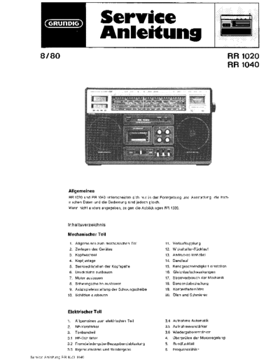 Grundig RR 1020 RR 1040 service manual