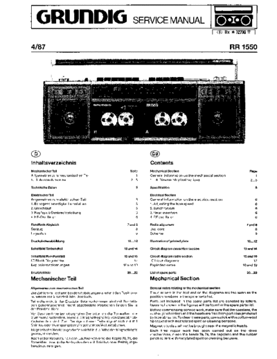 Grundig RR 1550 service manual