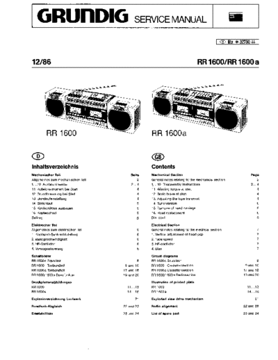 Grundig RR 1600 service manual