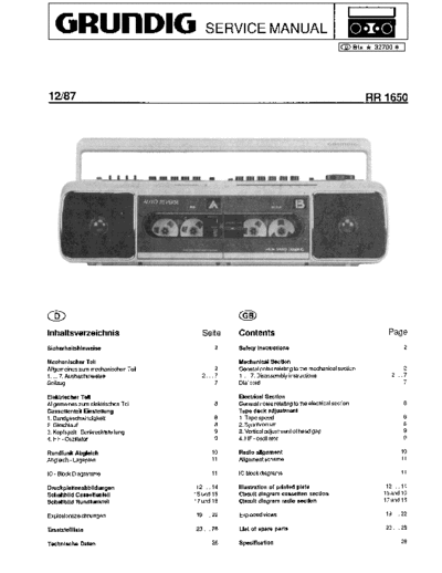Grundig RR 1650 service manual