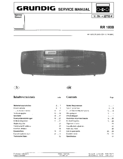 Grundig RR 1800 service manual