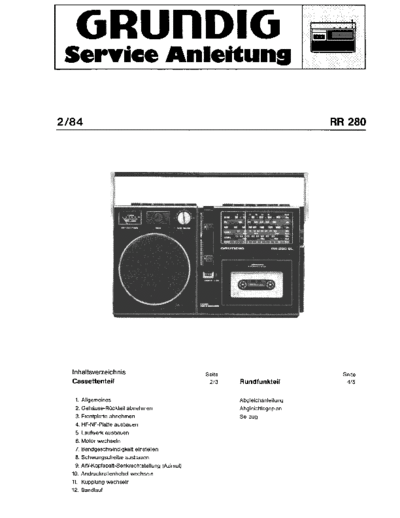 Grundig RR 280 service manual