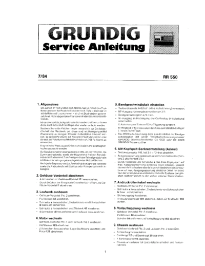 Grundig RR 550 service manual