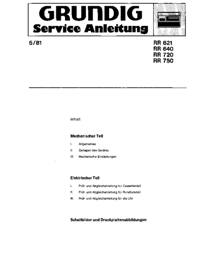 Grundig RR 621 640 720 750 service manual