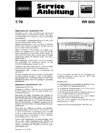 Grundig RR 800 service manual