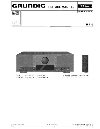 Grundig R 210 service manual