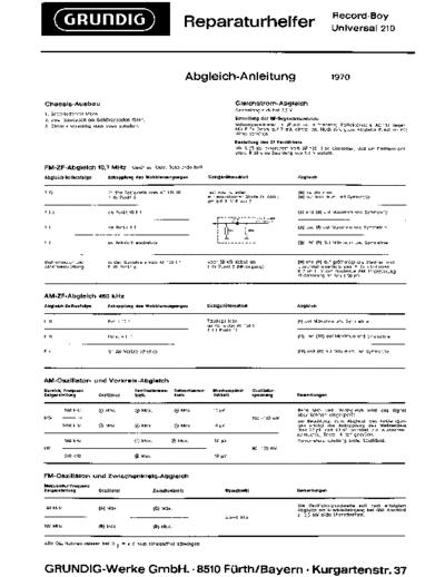 Grundig Record Boy Universal 210 service manual