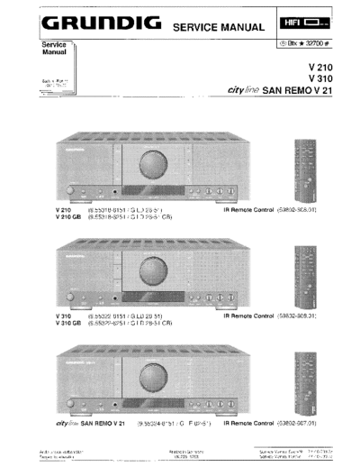 Grundig San Remo V 21 V 210 V310 service manual