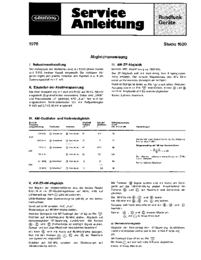 Grundig Studio 1620 service manual